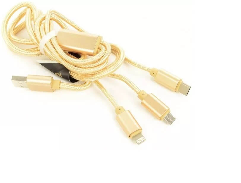 KABEL ACCURA ACC2157 USB 2.0 - MICRO USB / LIGHTNING / USB-C 1.2M / ZŁOTY / NOWY