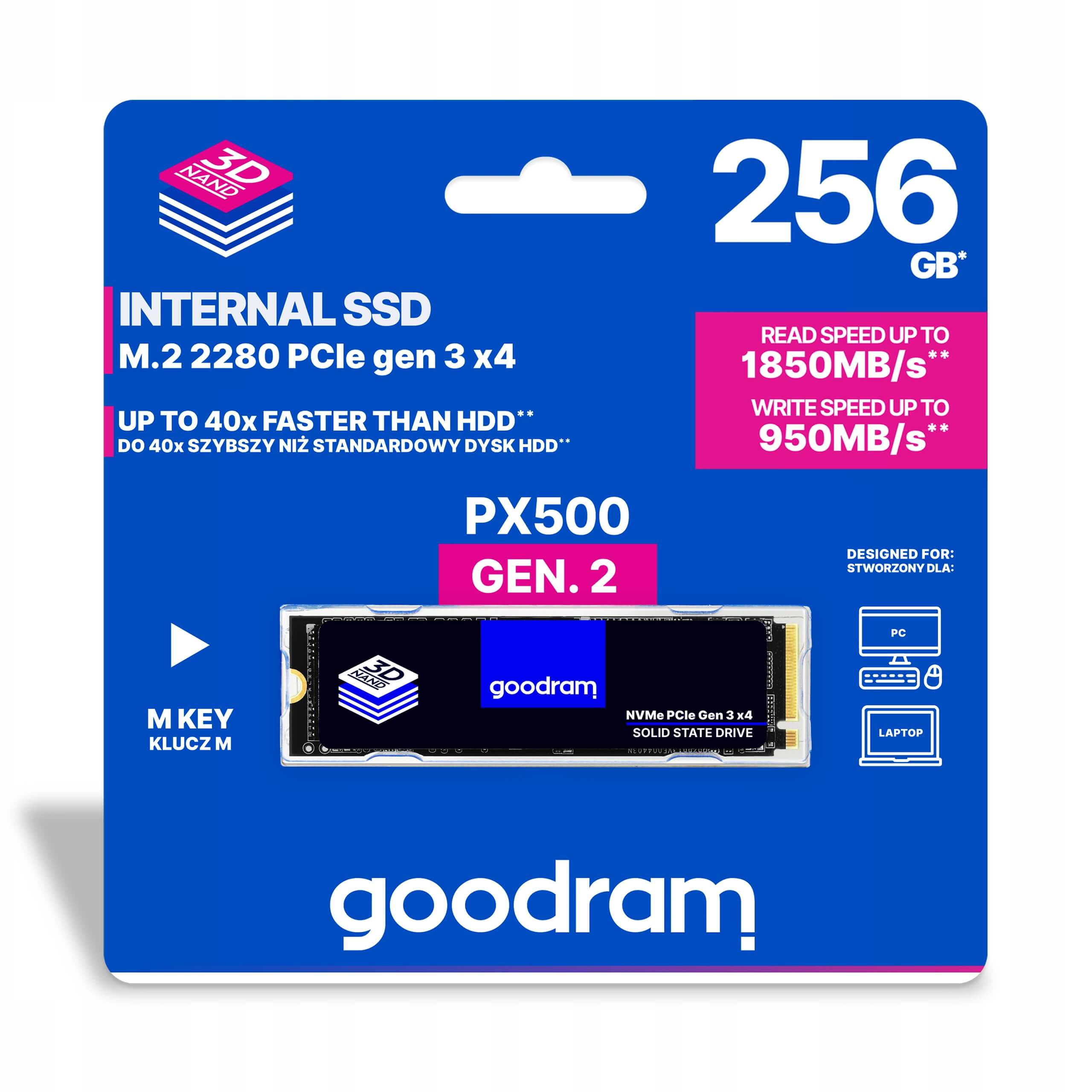 DYSK SSD GOODRAM PX500 GEN. 2 256GB M.2 2280 PCI-E NVME NOWY